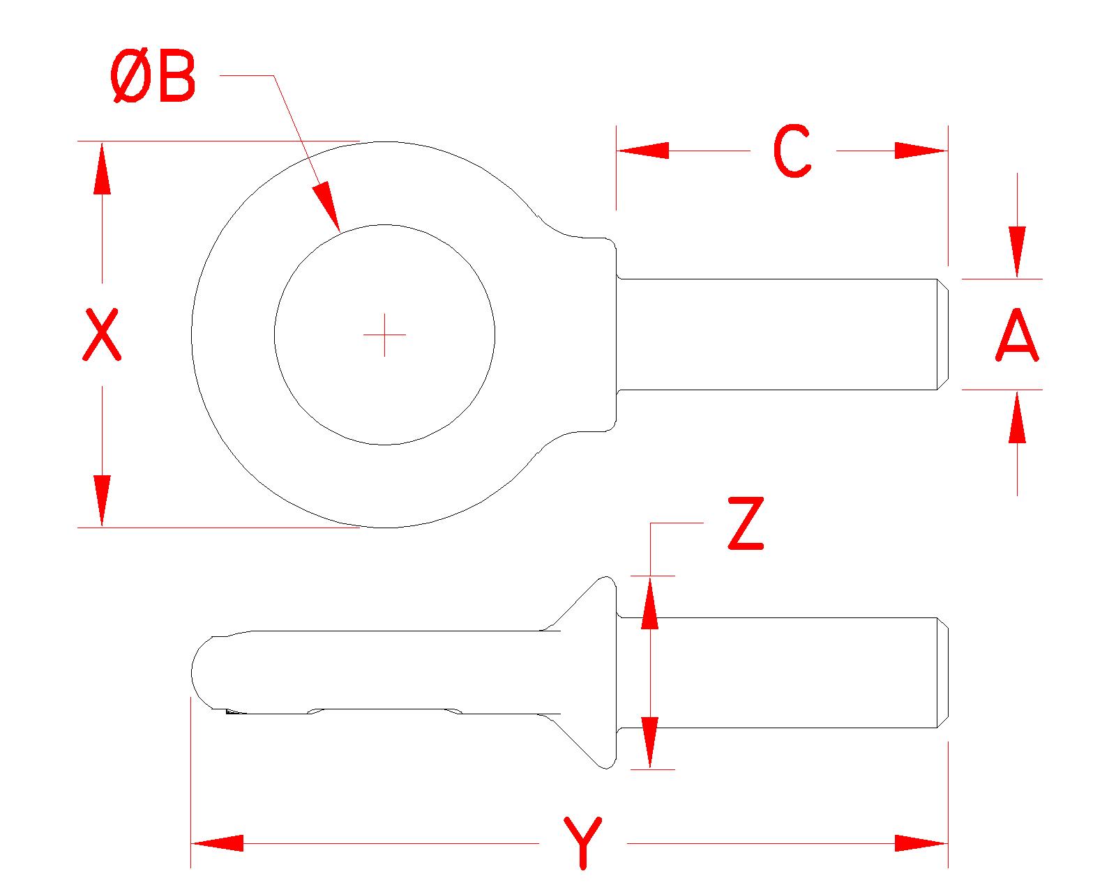 Stainless Steel Shoulder Eye Rivet, S0314-R1304, S0314-R1308, Line Drawing